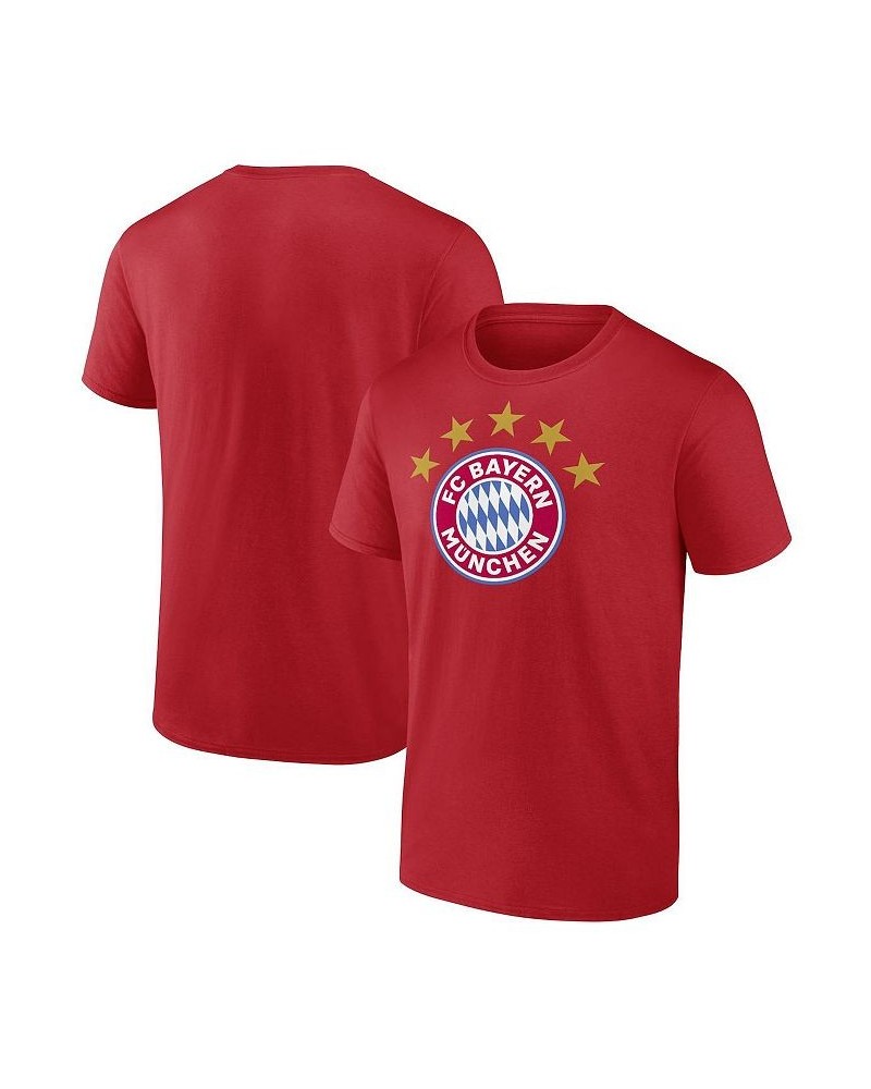 Men's Branded Red Bayern Munich 5-Star Crest T-shirt $18.59 T-Shirts