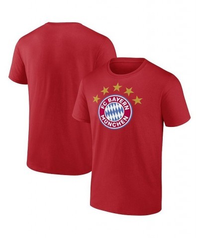 Men's Branded Red Bayern Munich 5-Star Crest T-shirt $18.59 T-Shirts