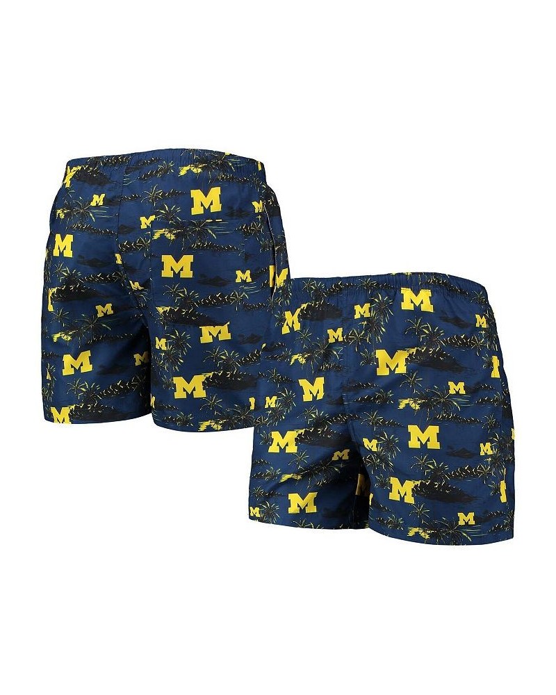 Men's Navy Michigan Wolverines Island Palm Swim Trunks $19.74 Swimsuits