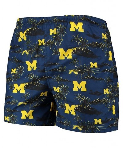 Men's Navy Michigan Wolverines Island Palm Swim Trunks $19.74 Swimsuits