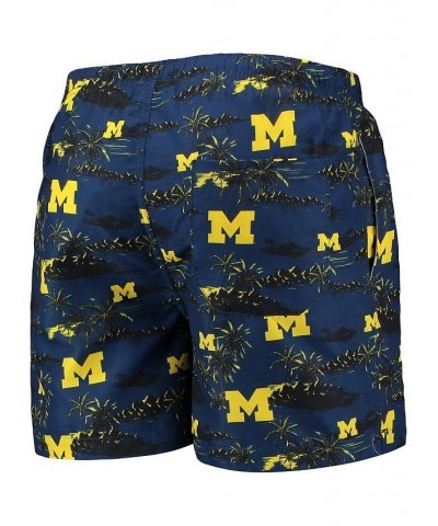 Men's Navy Michigan Wolverines Island Palm Swim Trunks $19.74 Swimsuits