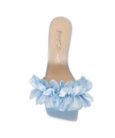 Women's Kimi Heels with Satin Ruffle Pumps Blue $59.34 Shoes