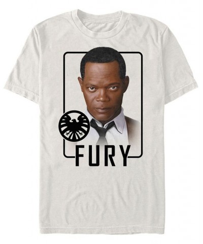 Marvel Men's Captain Marvel Nick Fury Id Portrait, Short Sleeve T-shirt Tan/Beige $18.89 T-Shirts