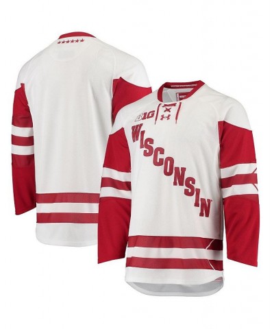 Men's White Wisconsin Badgers UA Replica Hockey Jersey $50.70 Jersey