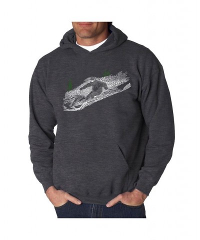 Men's Ski Word Art Hooded Sweatshirt Gray $34.79 Sweatshirt