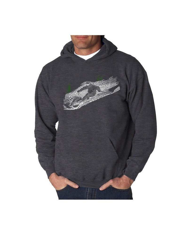 Men's Ski Word Art Hooded Sweatshirt Gray $34.79 Sweatshirt