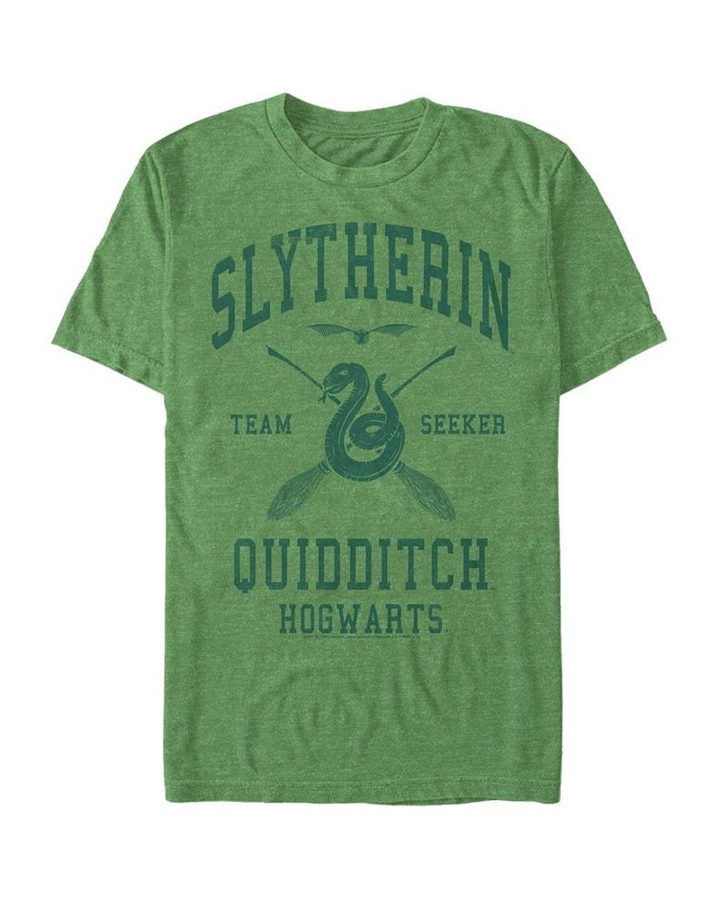 Men's Slytherin Seeker Short Sleeve Crew T-shirt Green $20.64 T-Shirts