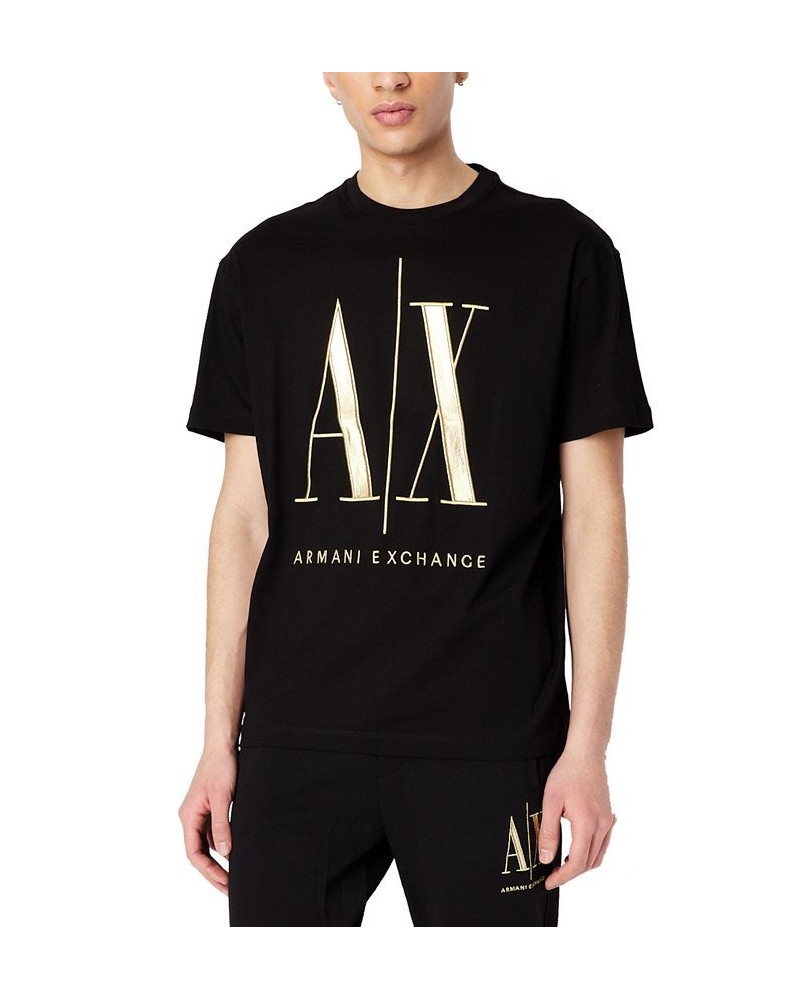 Men's Embroidered Metallic Icon T-Shirt Black $28.70 T-Shirts