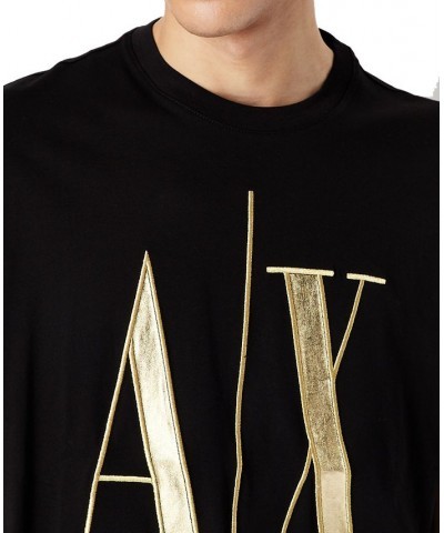 Men's Embroidered Metallic Icon T-Shirt Black $28.70 T-Shirts