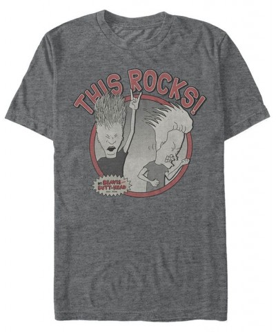 Beavis and Butthead MTV Men's Rock Out Man Logo Short Sleeve T-Shirt Gray $17.15 T-Shirts