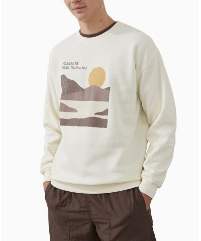 Men's Active Graphic Crew Fleece Sweatshirt Yellow $24.75 Sweatshirt