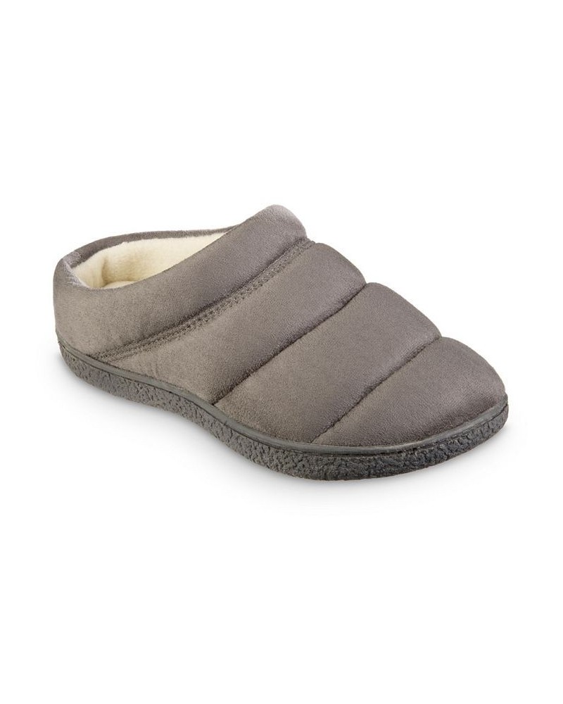 Women's Microsuede Puffer Comfort Hoodback Slippers Gray $11.96 Shoes