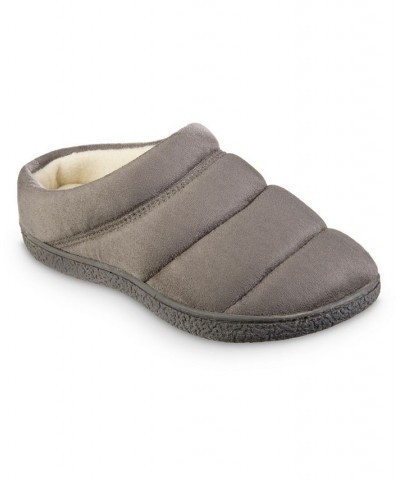 Women's Microsuede Puffer Comfort Hoodback Slippers Gray $11.96 Shoes