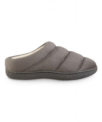 Women's Microsuede Puffer Comfort Hoodback Slippers Gray $11.96 Shoes