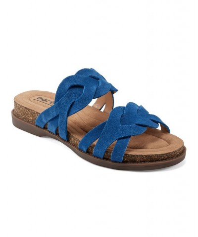 Women's Desty Round Toe Woven Casual Slip-On Sandals Blue $47.96 Shoes