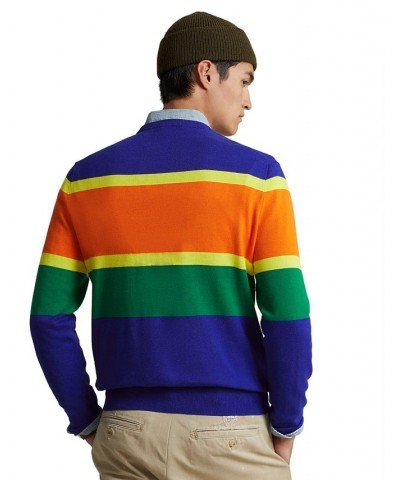 Men's Logo Striped Cotton Sweater Blue $49.40 Sweaters