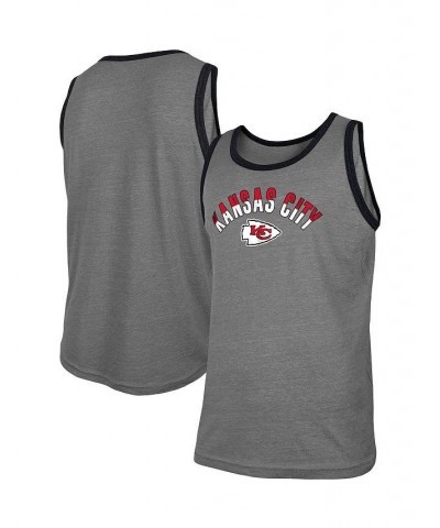 Men's Heathered Gray Kansas City Chiefs Ringer Tri-Blend Tank Top $20.51 T-Shirts