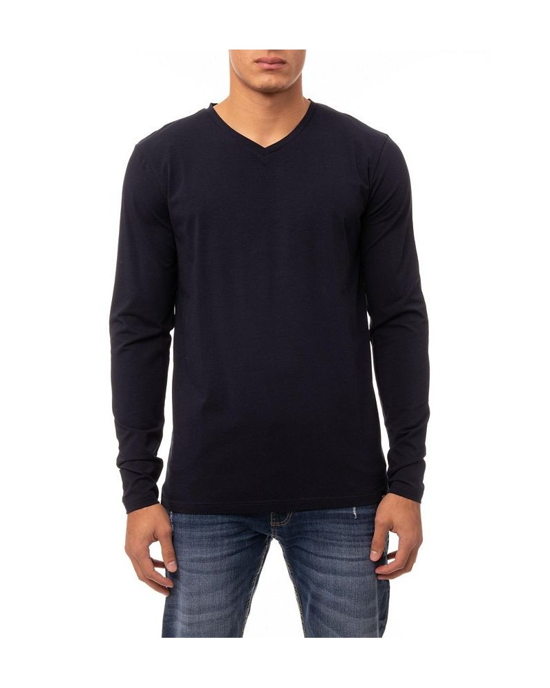 Men's Soft Stretch V-Neck Long Sleeve T-shirt PD06 $21.56 T-Shirts