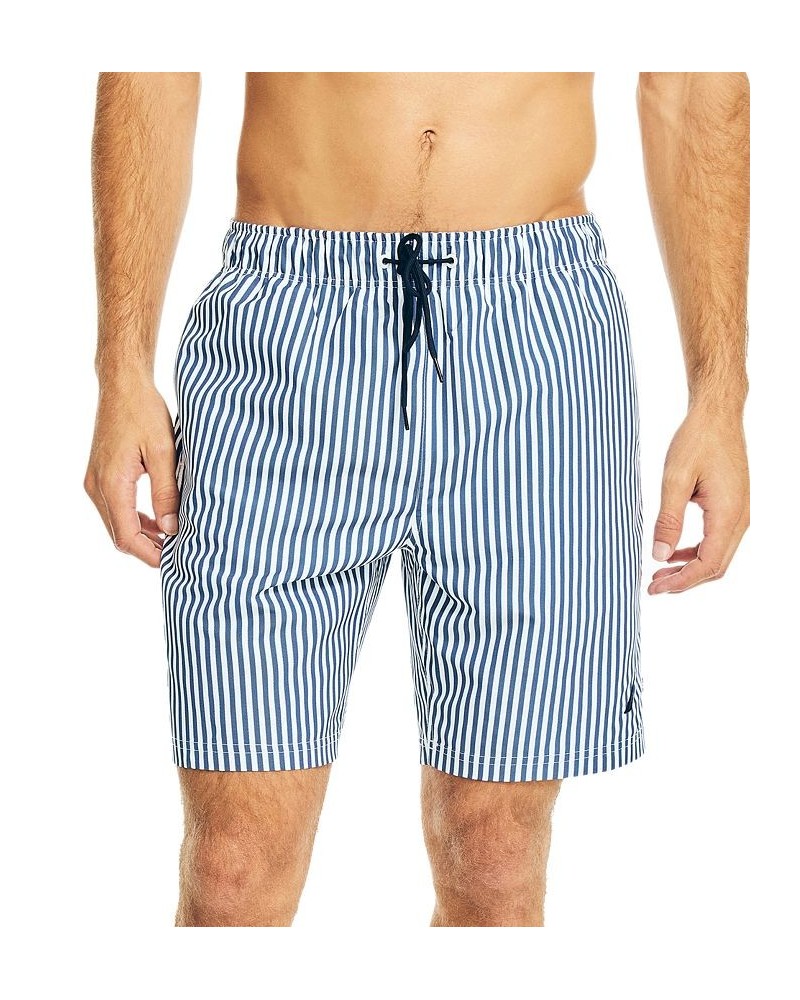 Men's Drawstring Seersucker Striped 8" Swim Trunks Blue $20.38 Swimsuits