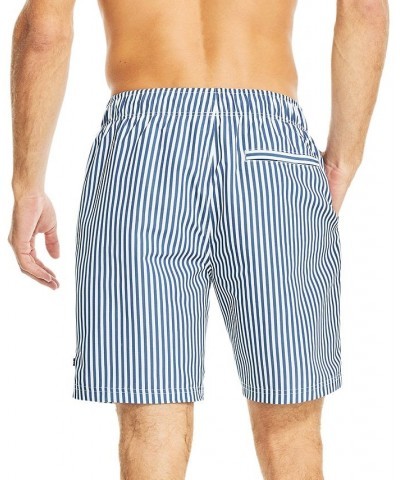 Men's Drawstring Seersucker Striped 8" Swim Trunks Blue $20.38 Swimsuits