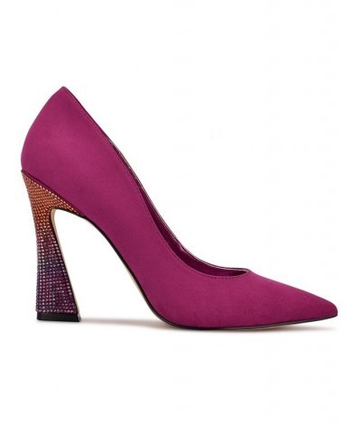 Women's Trendz Rhinestone Tapered Heel Pointy Toe Dress Pumps Pink $45.78 Shoes