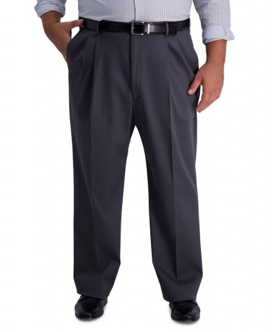 Men's Big & Tall Iron Free Premium Khaki Classic-Fit Pleated Pant Gray $32.44 Pants