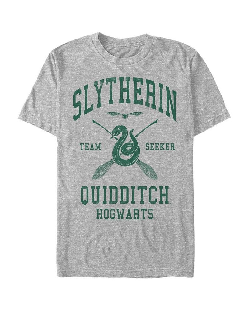 Men's Slytherin Seeker Short Sleeve Crew T-shirt Gray $20.64 T-Shirts