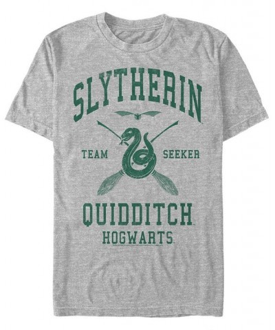 Men's Slytherin Seeker Short Sleeve Crew T-shirt Gray $20.64 T-Shirts