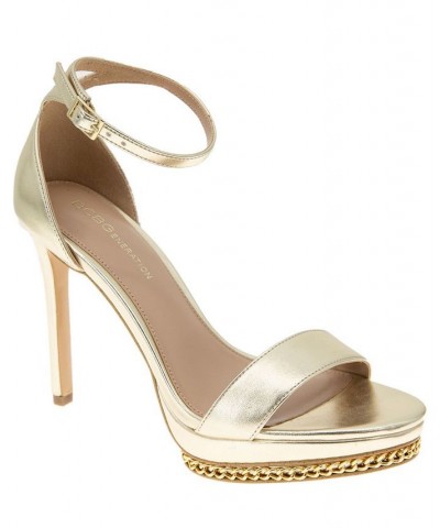 Women's Noelli Chain Detailed Platform Sandal Ivory/Cream $48.79 Shoes