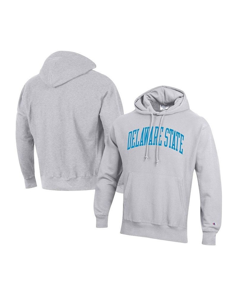 Men's Gray Delaware State Hornets Tall Arch Pullover Hoodie $35.77 Sweatshirt