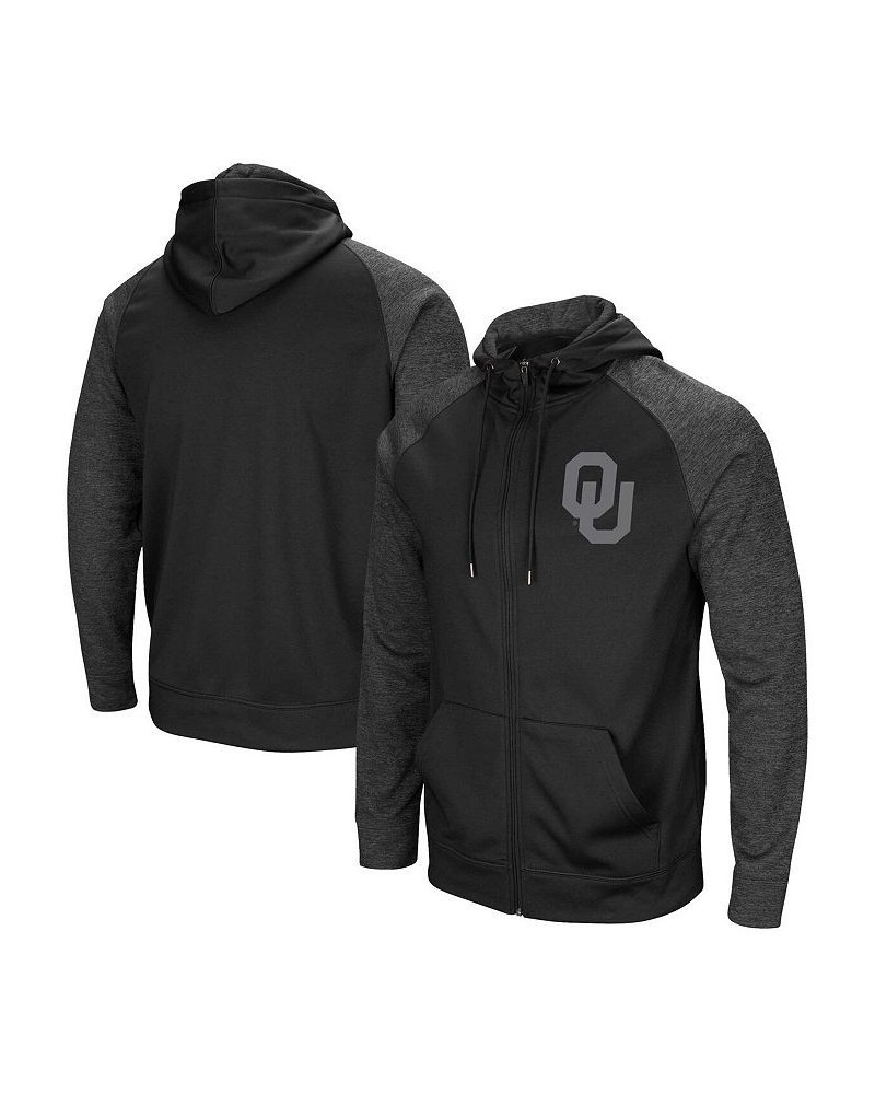 Men's Black Oklahoma Sooners Blackout 3.0 Tonal Raglan Full-Zip Hoodie $37.50 Sweatshirt