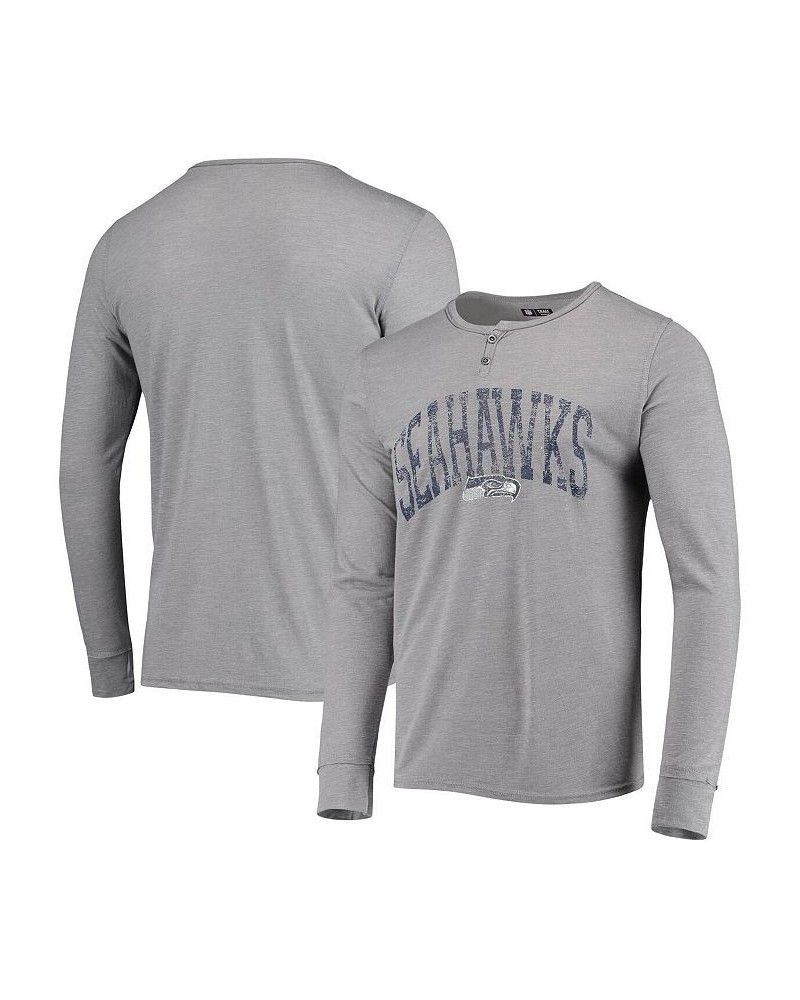 Men's Gray Seattle Seahawks Takeaway Henley Long Sleeve Sleep T-shirt $25.43 T-Shirts