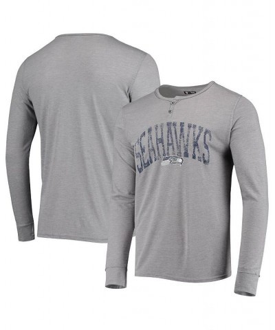 Men's Gray Seattle Seahawks Takeaway Henley Long Sleeve Sleep T-shirt $25.43 T-Shirts