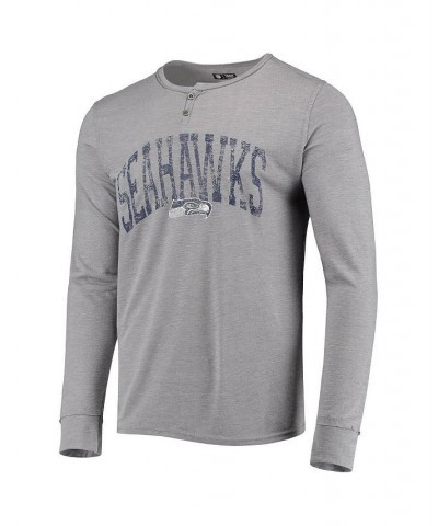 Men's Gray Seattle Seahawks Takeaway Henley Long Sleeve Sleep T-shirt $25.43 T-Shirts