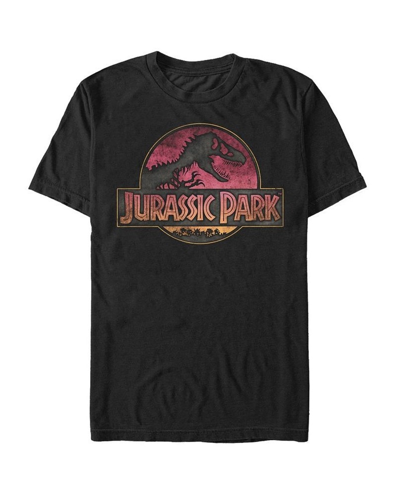 Jurassic Park Men's Distressed Gradient Logo Short Sleeve T-Shirt Black $16.45 T-Shirts