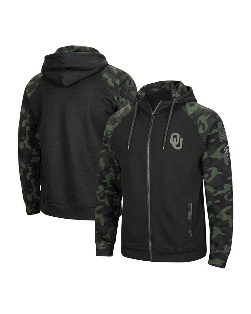 Men's Black Oklahoma Sooners OHT Military-Inspired Appreciation Camo Raglan Full-Zip Hoodie $41.65 Sweatshirt