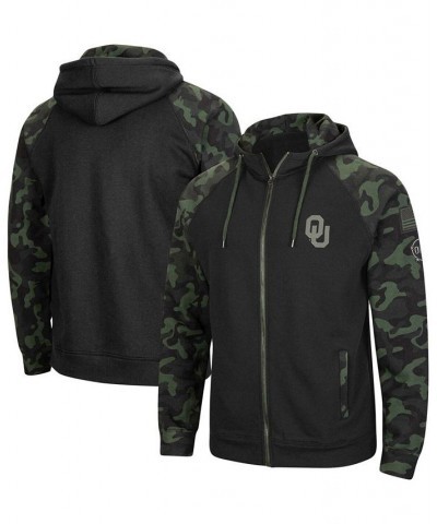 Men's Black Oklahoma Sooners OHT Military-Inspired Appreciation Camo Raglan Full-Zip Hoodie $41.65 Sweatshirt