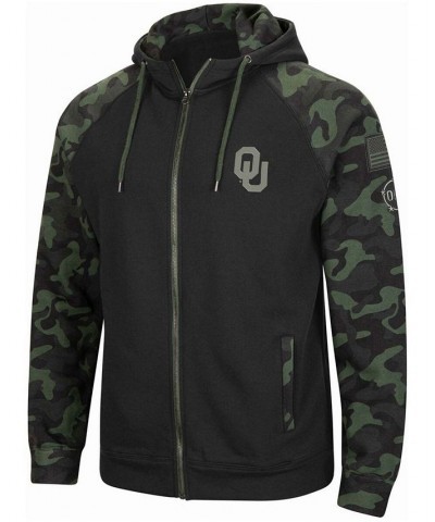 Men's Black Oklahoma Sooners OHT Military-Inspired Appreciation Camo Raglan Full-Zip Hoodie $41.65 Sweatshirt