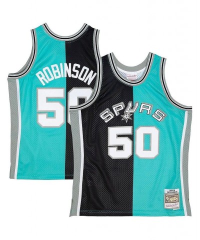 Men's David Robinson Black, Teal San Antonio Spurs Hardwood Classics 1998-99 Split Swingman Jersey $53.65 Jersey