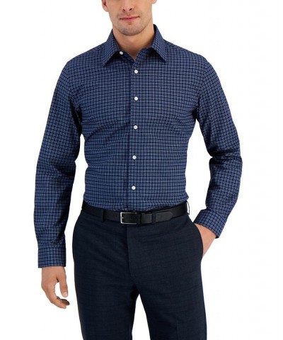 Men's Slim Fit Deco-Check Dress Shirt Blue $15.45 Dress Shirts