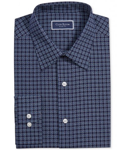 Men's Slim Fit Deco-Check Dress Shirt Blue $15.45 Dress Shirts