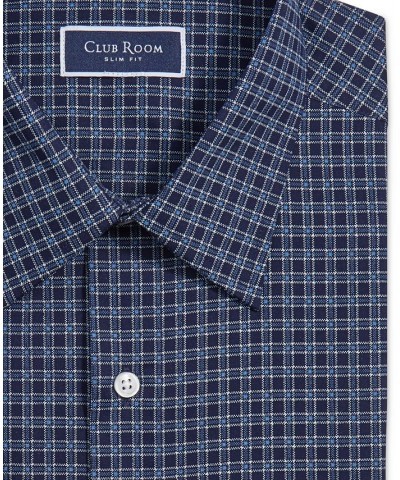 Men's Slim Fit Deco-Check Dress Shirt Blue $15.45 Dress Shirts