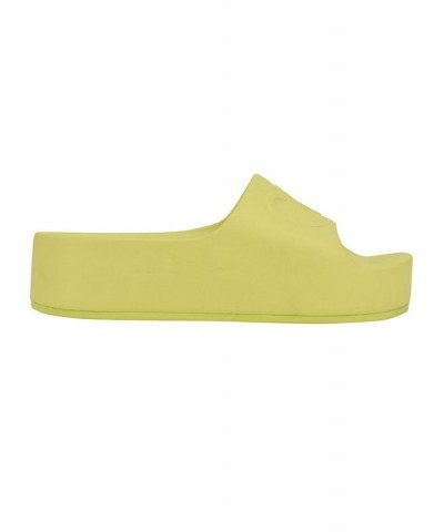 Women's Holly Logo Platform Slide Sandals Yellow $28.98 Shoes