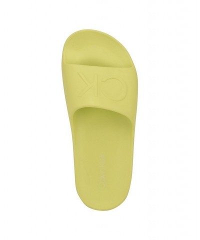 Women's Holly Logo Platform Slide Sandals Yellow $28.98 Shoes