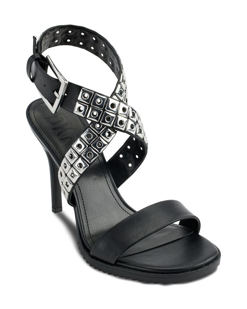 Women's Aiden Crisscross Ankle-Strap Dress Sandals Black $52.15 Shoes