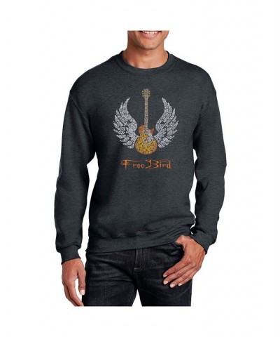 Men's Word Art Lyrics To Freebird Crewneck Sweatshirt Gray $25.99 Sweatshirt