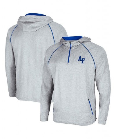 Men's Heathered Gray Air Force Falcons Timeline Raglan Quarter-Zip Hoodie $37.09 Sweatshirt