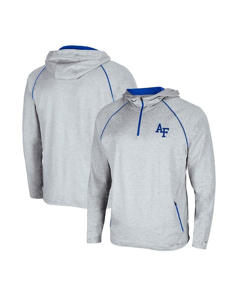 Men's Heathered Gray Air Force Falcons Timeline Raglan Quarter-Zip Hoodie $37.09 Sweatshirt