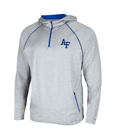 Men's Heathered Gray Air Force Falcons Timeline Raglan Quarter-Zip Hoodie $37.09 Sweatshirt