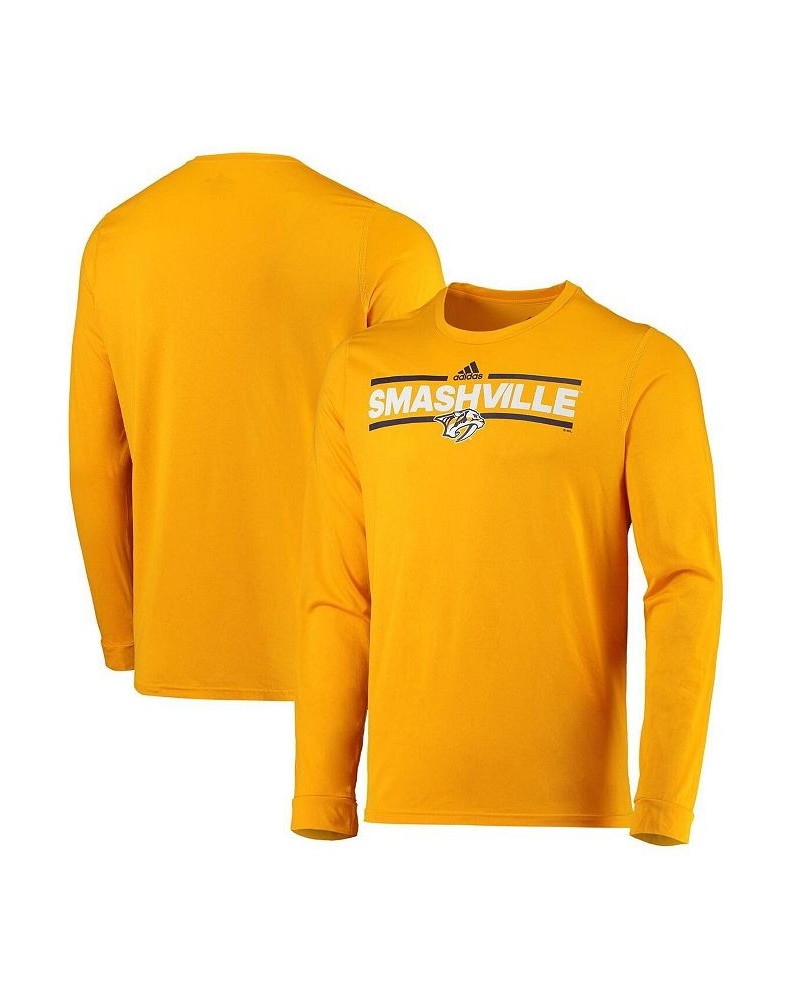 Men's Gold Nashville Predators Dassler AEROREADY Creator Long Sleeve T-shirt $19.60 T-Shirts